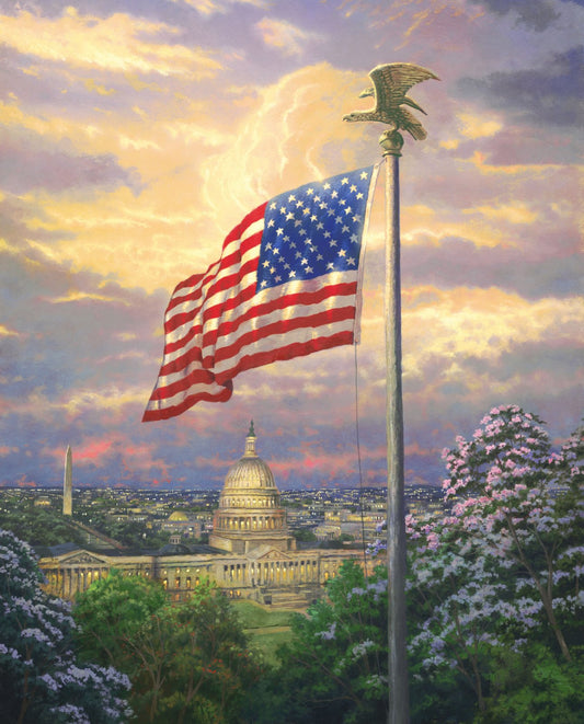 America's Pride Panel 36" White House Capital Thomas Kinkade David Textiles Cotton Fabric