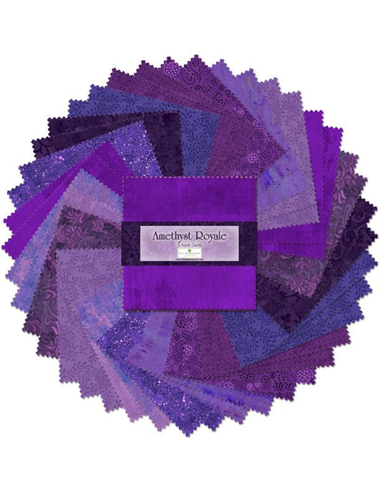 Amethyst Royale 5" Squares Karat Gems  Revised 4-5-24 Wilmington Prints Cotton Fabric