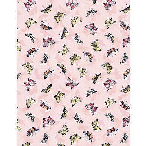 Among the Branches Butterfly Toss Pink Susan Winget Wilmington Prints Fabrics Cotton Fabric