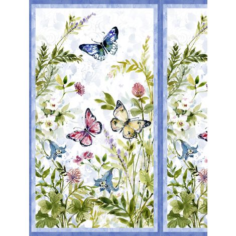 Among the Branches Large Butterfly Multi Panel 24" x 44" Susan Winget Wilmington Prints Cotton Fabric