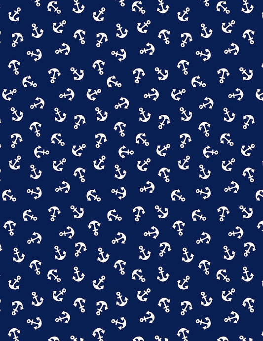 Whale Hello Anchors Blue Timeless Treasures Cotton Fabric