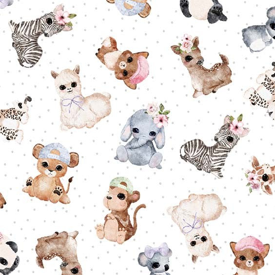 Animal Babies Blissful Babies White Pretty Little Lines Michael Miller Cotton Fabric