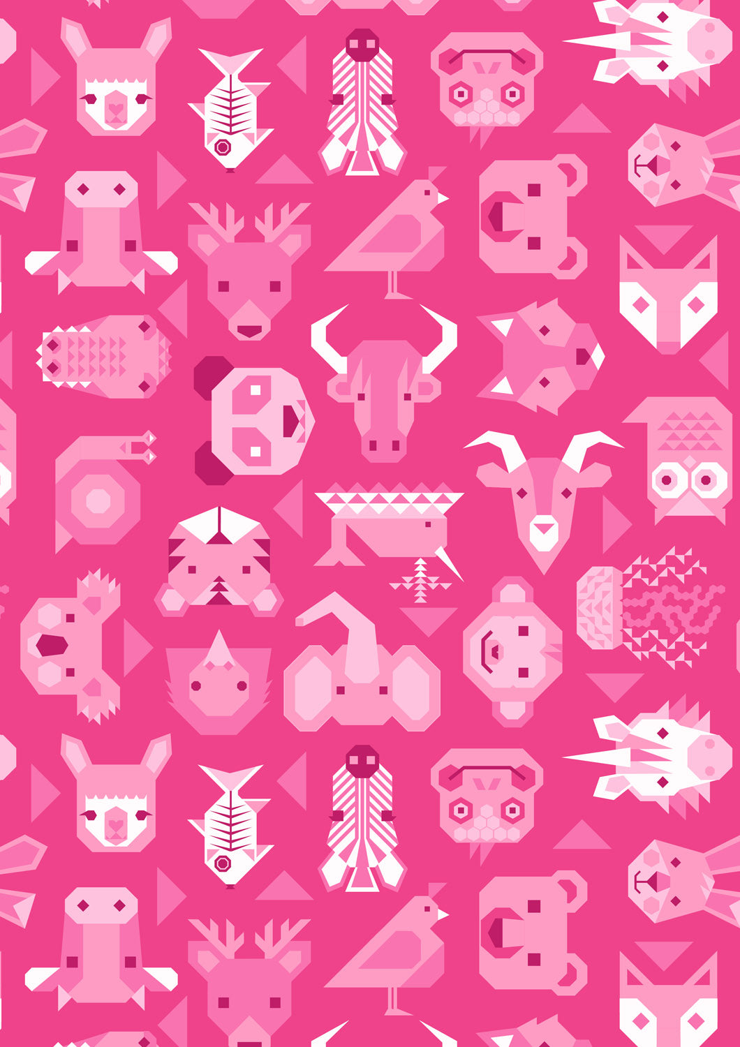Animal Alphabet Animals Bright Pink Lewis & Irene Cotton Fabric LI-A970A