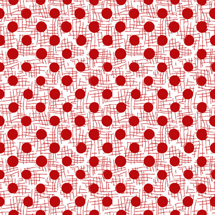 Anthem Dots White Red Satin Moon Designs Blank Quilting Cotton Fabric