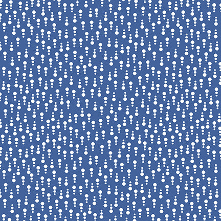 Anthem Line Dots Medium Blue Satin Moon Designs Blank Quilting Cotton Fabric