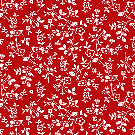 Anthem Mini Floral Red Satin Moon Designs Blank Quilting Cotton Fabric