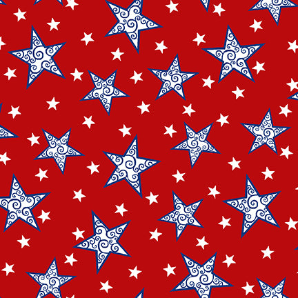 Anthem Stars Red Satin Moon Designs Blank Quilting Cotton Fabric