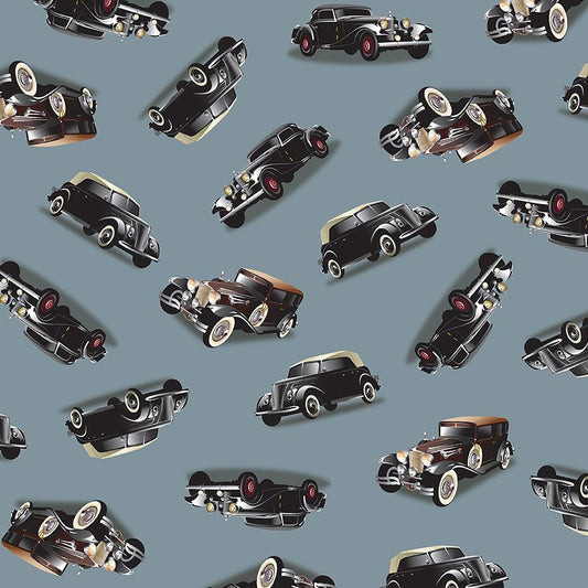 Antique Car Show Grey Timeless Treasures Cotton Fabric