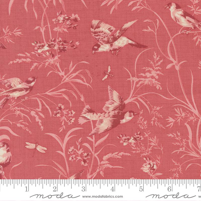 Antoinette Aviary De Trianon Florals Birds Butterflies Faded Red French General Moda Fabric Cotton Fabric