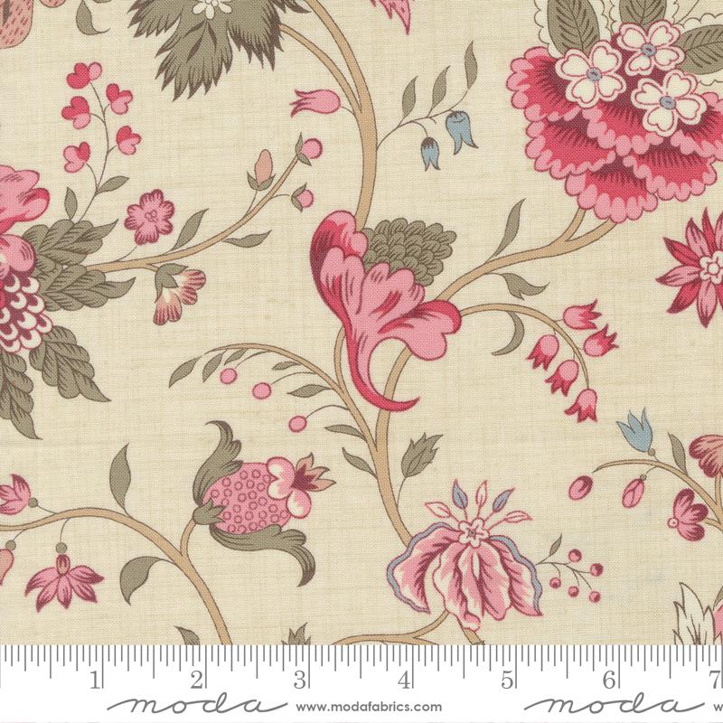 Antoinette Cecile Florals Pearl Beige Multi French General Moda Cotton Fabric