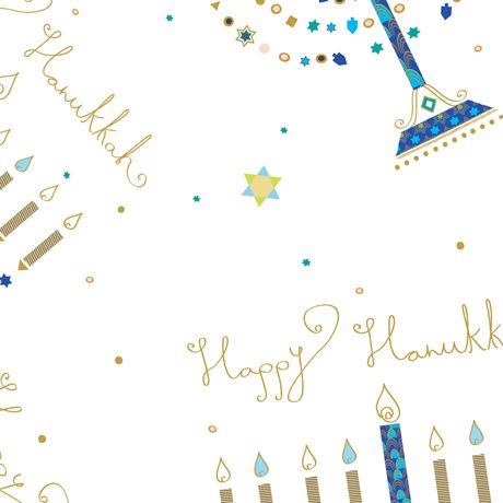 Hanukkah Greetings Menorahs White Quilting Treasures Cotton Fabric