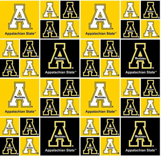 Appalachian State Mountaineers NCAA College Block Sykel Enterprises Cotton Fabric APPST-020