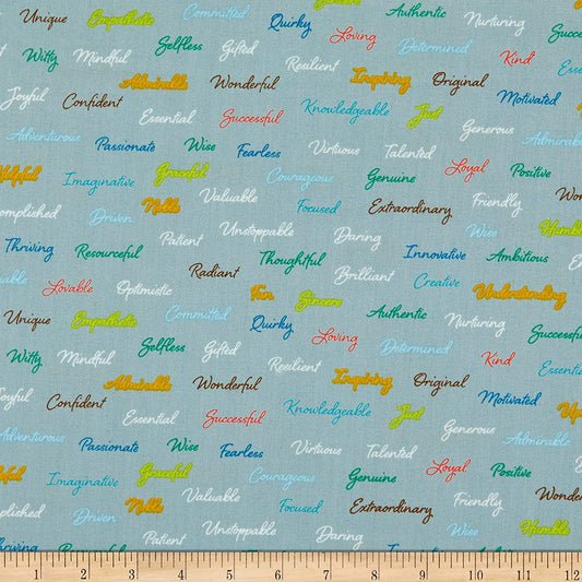 Appreciation Favorite Person Inspirational Text Slate Gray Whistler Studios Windham Cotton Fabric