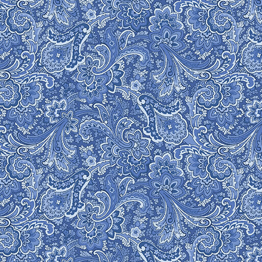 April's Garden Khanti Paisley Blue April Cornell Benartex Cotton Fabric BE-16540-55
