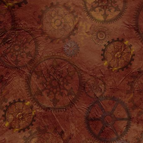 Aquatic Steampunkery Antique Gears Brown Desiree's Designs Quilting Treasures Cotton Fabric