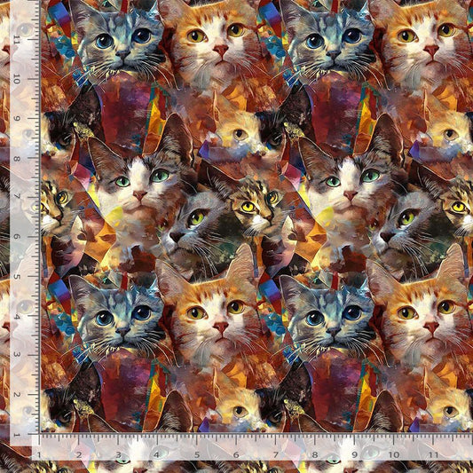 Are you Kitten Me Kitty Collage Cats Packed Multi Timeless Treasures Cotton Fabric TT-CAT-CD4367-MULTI