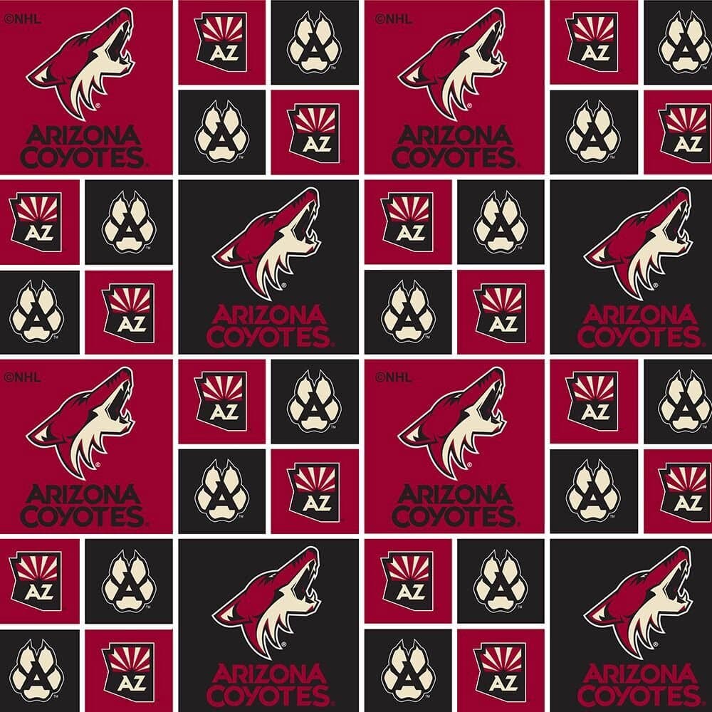 Arizona Coyotes NHL Hockey Box Design Cotton Fabric