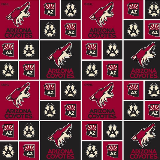 Arizona Coyotes NHL Hockey Box Design Cotton Fabric