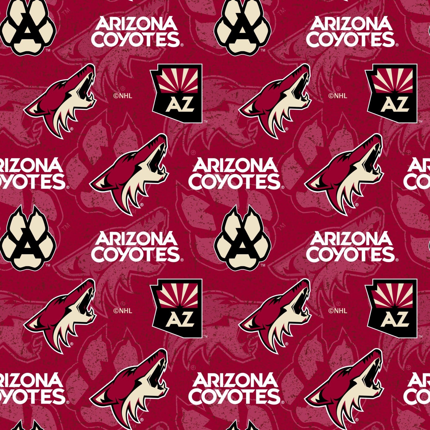 Arizona Coyotes NHL Hockey Tone on Tone design Cotton Fabric