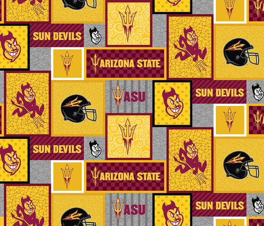 Arizona State Red Devils NCAA College Patch Sykel Enterprises Polyester FLEECE Fabric ASU-1177
