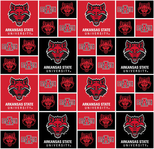 Arkansas State Bears NCAA College Block Sykel Enterprises Cotton Quilting Fabric AKS-020