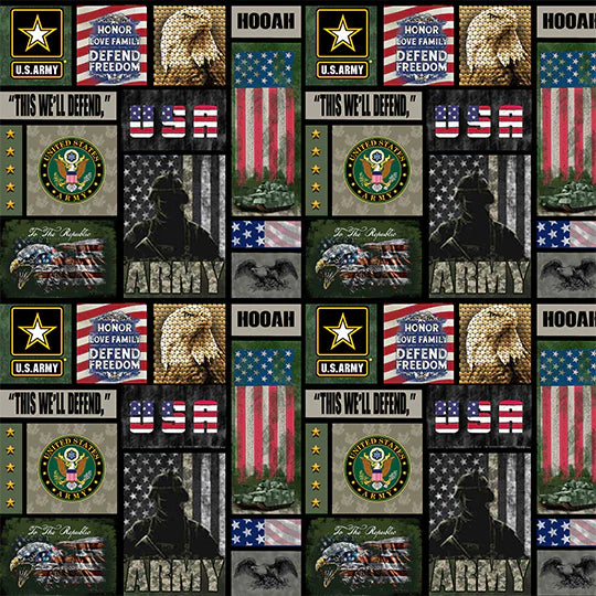 Army Armed Forces Military New Block Sykel Cotton Fabric