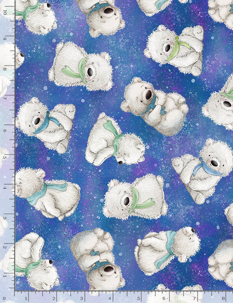 Artic Nights Tossed Polar Bears Blue Night Timeless Treasures Cotton Fabric