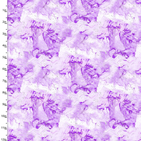 Artic Wonder Cracked Ice Metallic Glitter Purple Arrolynn Weiderhold 3 Wishes Cotton Fabric