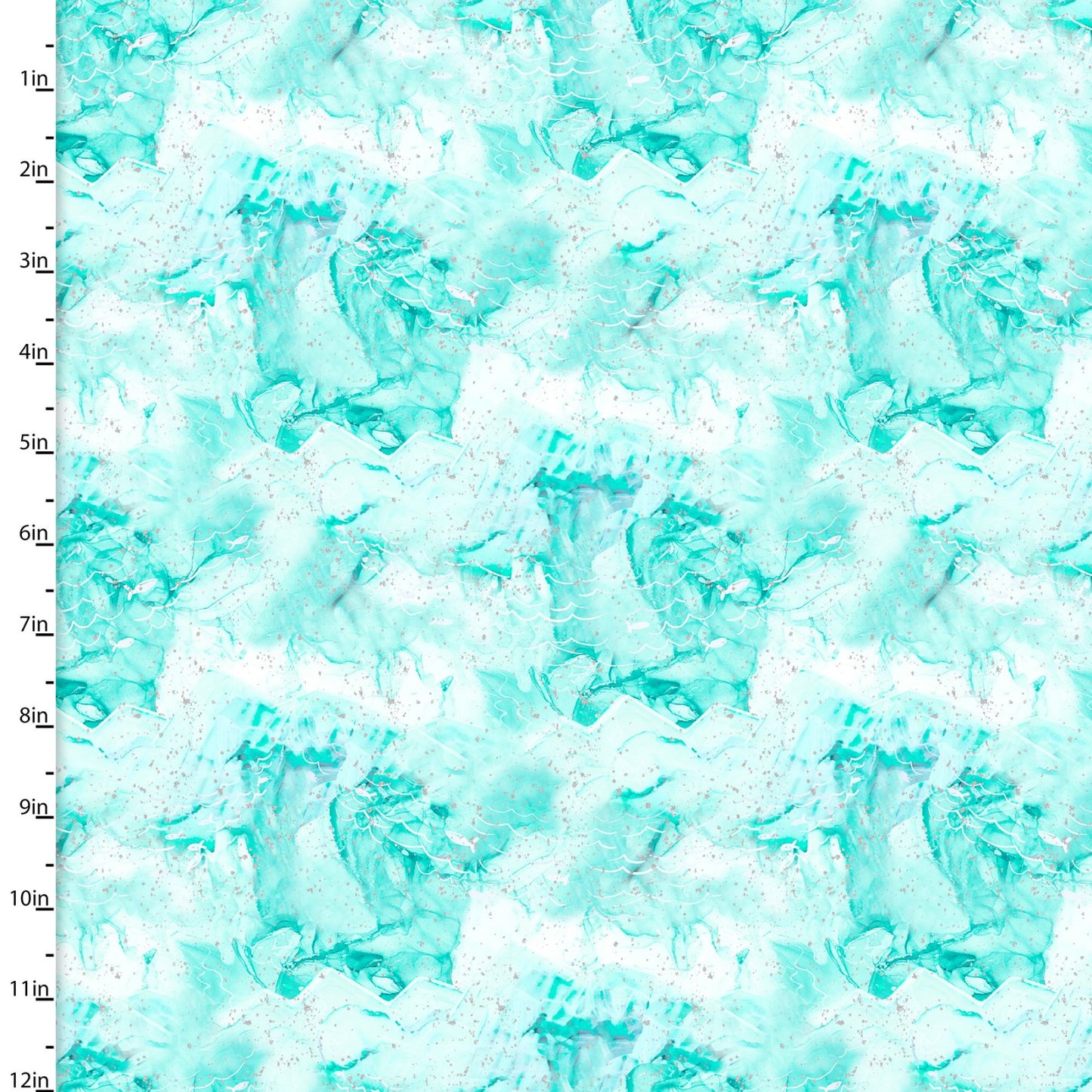 Artic Wonder Cracked Ice Metallic Glitter Turquoise Arrolynn Weiderhold 3 Wishes Cotton Fabric