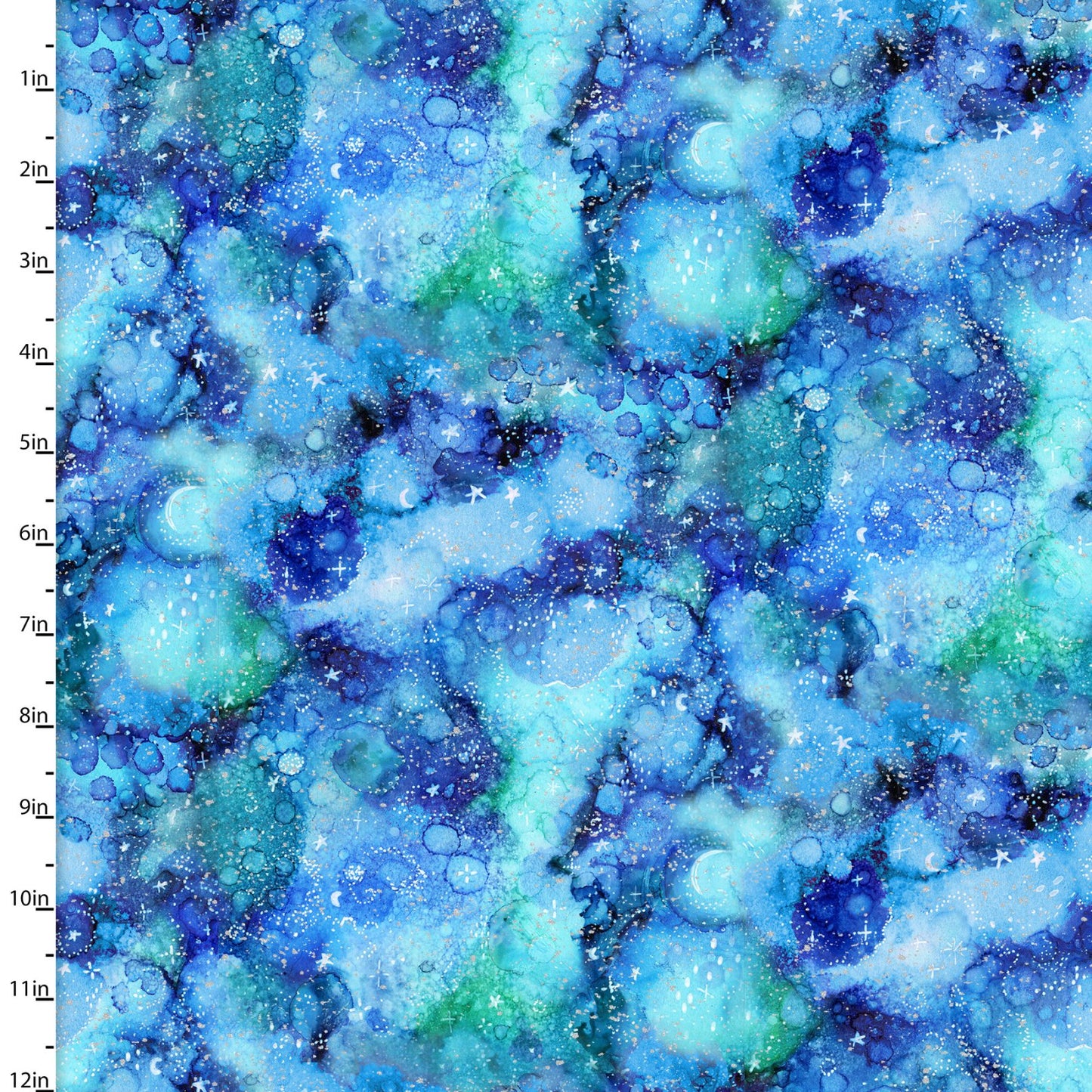 Artic Wonder Marble Metallic Glitter Blue Arrolynn Weiderhold 3 Wishes Cotton Fabric