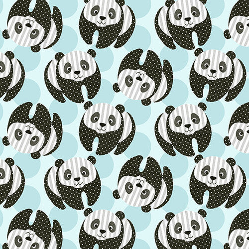 At The Zoo Tossed Panda Bear Multi Nicola Mason Studio E Cotton Fabric