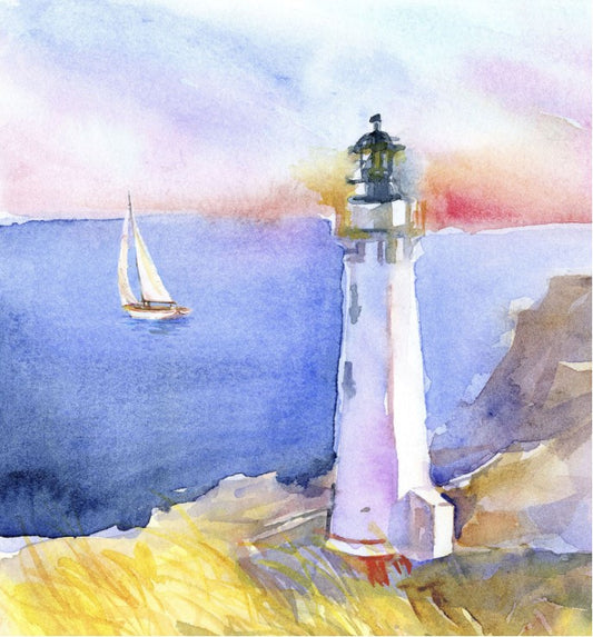 At the Shore Lighthouse Panel 36" John Keeling 3 Wishes Cotton Fabric