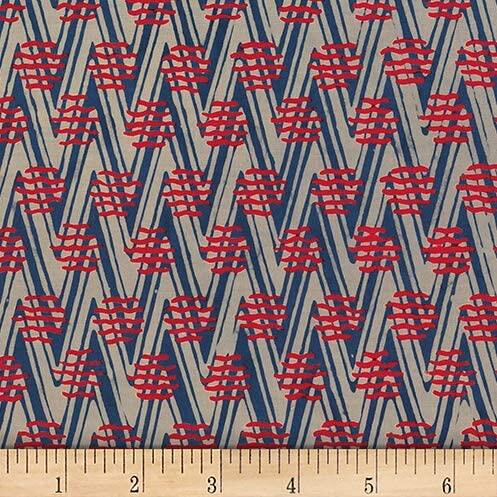 At the Pier Zig Zag Navy Red Banyan Batiks Cotton Batik Fabric BB-80375-24