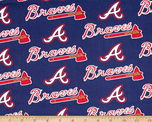 Atlanta Braves Logo and Name Fabric Traditions Cotton Fabric