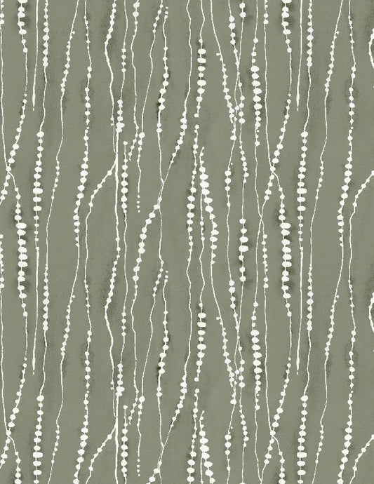 Au Naturel Dotted Stripe Green Lisa Audit Wilmington Prints Cotton Fabric