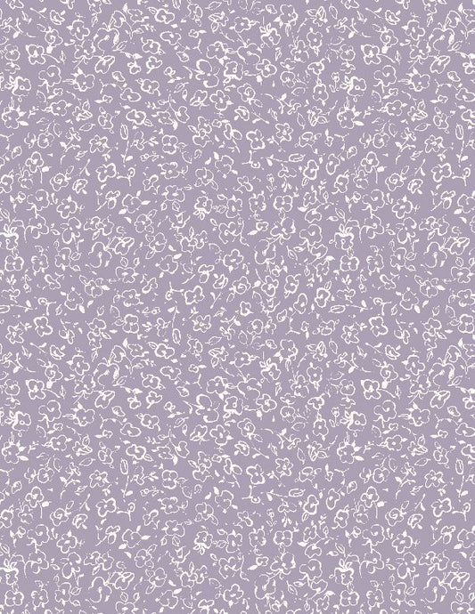 Au Naturel Floral Doodle Purple Ivory Lisa Audit Wilmington Prints Cotton Fabric