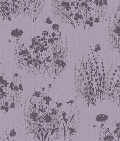 Au Naturel Floral Silhouettes Purple Lisa Audit Wilmington Prints Cotton Fabric