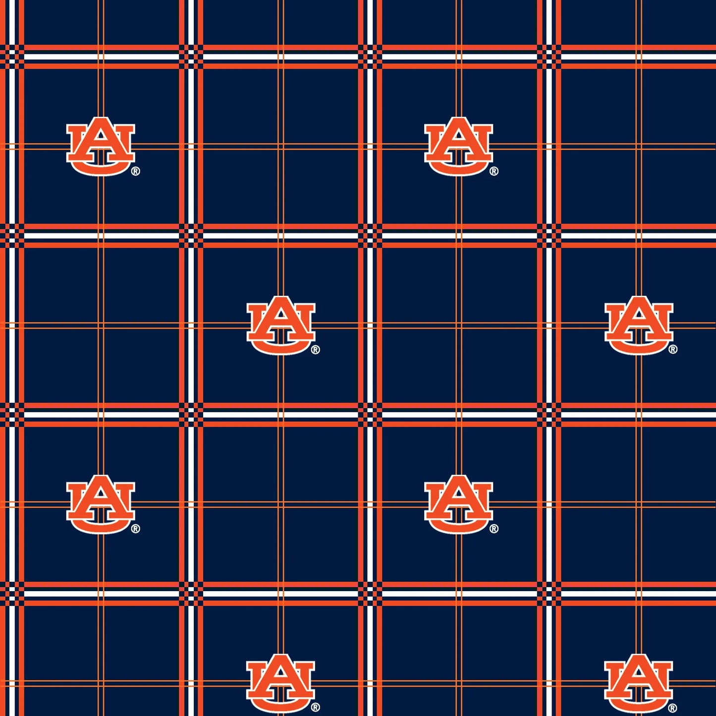 Auburn Tigers NCAA College Plaid FLANNEL Sykel Cotton Fabric