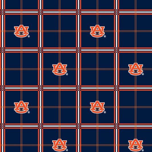 Auburn Tigers NCAA College Plaid FLANNEL Sykel Cotton Fabric