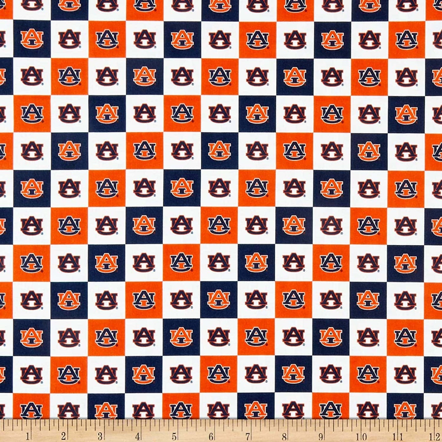 Auburn Tigers NCAA College Collegiate Check Cotton Fabric