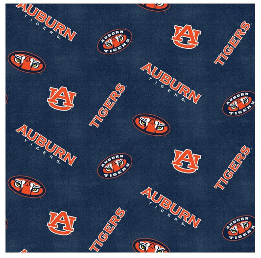 Auburn Tigers NCAA College Collegiate Distressed Sykel Enterprises Cotton Flannel Fabric AU-1152