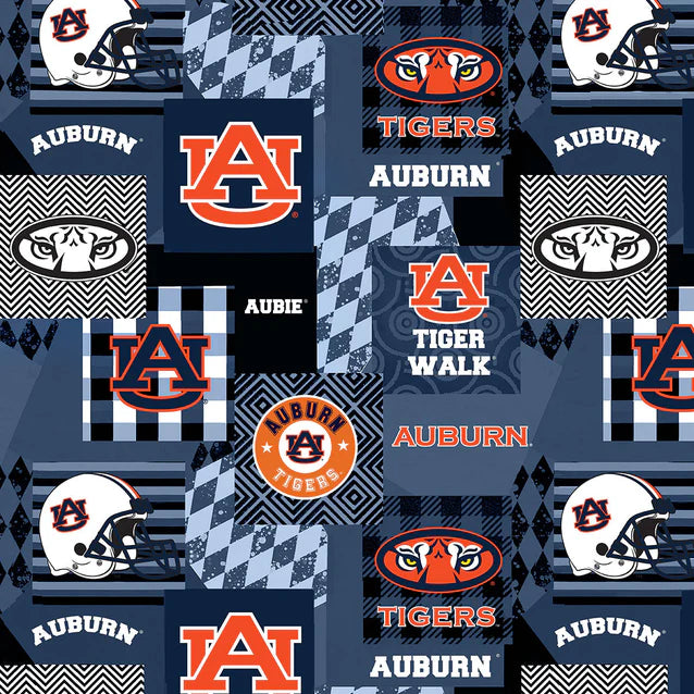 Auburn Tigers NCAA College Collegiate Minky Geo Sykel Enterprises Polyester Fabric SYK-AU-1367