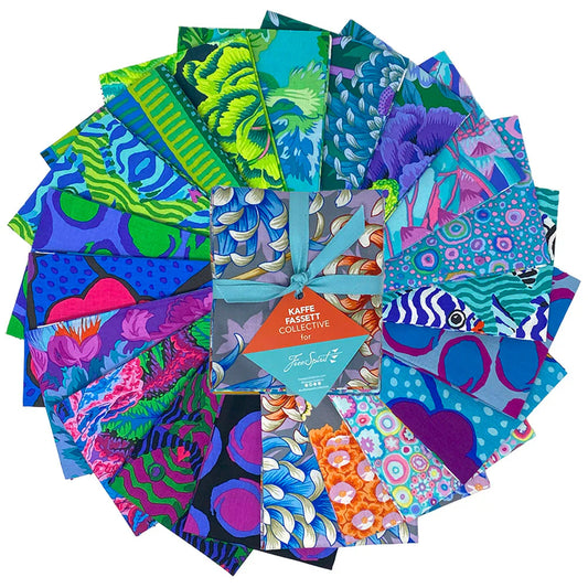August 2025 Cool Fat Quarter Bundle 18"x21" Kaffe Fassett Collective Free Spirit Cotton Fabric FS-FB4FQGP.AUG25COOL