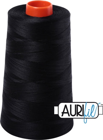 Black Aurifil Longarm Cotton Quilting Thread 50 weight 6452 Yards Cone