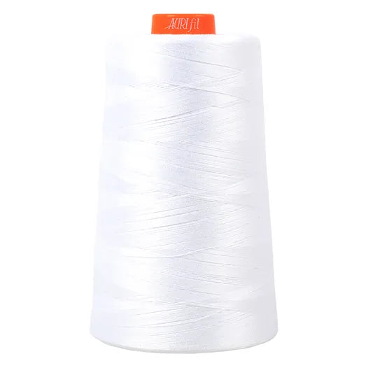 White Aurifil Longarm Cotton Quilting Thread 50 weight 6452 Yards Cone