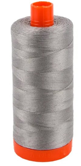 Stainless Steel Grey Aurifil Cotton Quilting Thread 50 wt. 1300m 1422y Spool