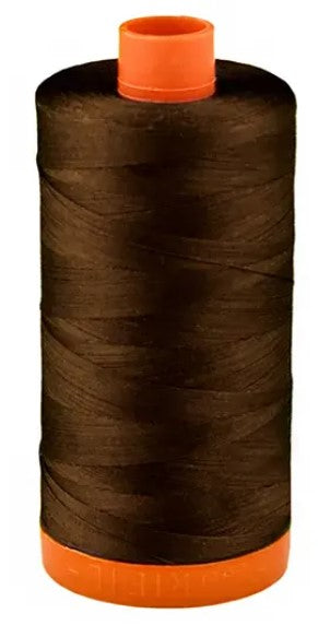 Chocolate Brown Aurifil Cotton Quilting Thread 50 wt. 1300m 1422y Spool
