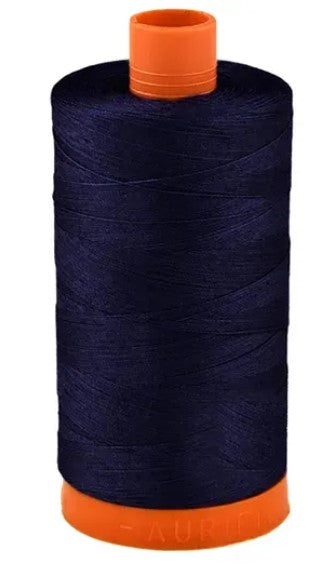 Dark Navy Aurifil Cotton Cotton Quilting Thread 50 wt. 1300m 1422y Spool