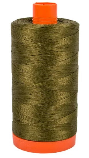 Dark Olive Green Aurifil Cotton Quilting Thread 50 wt. 1300m 1422y Spool