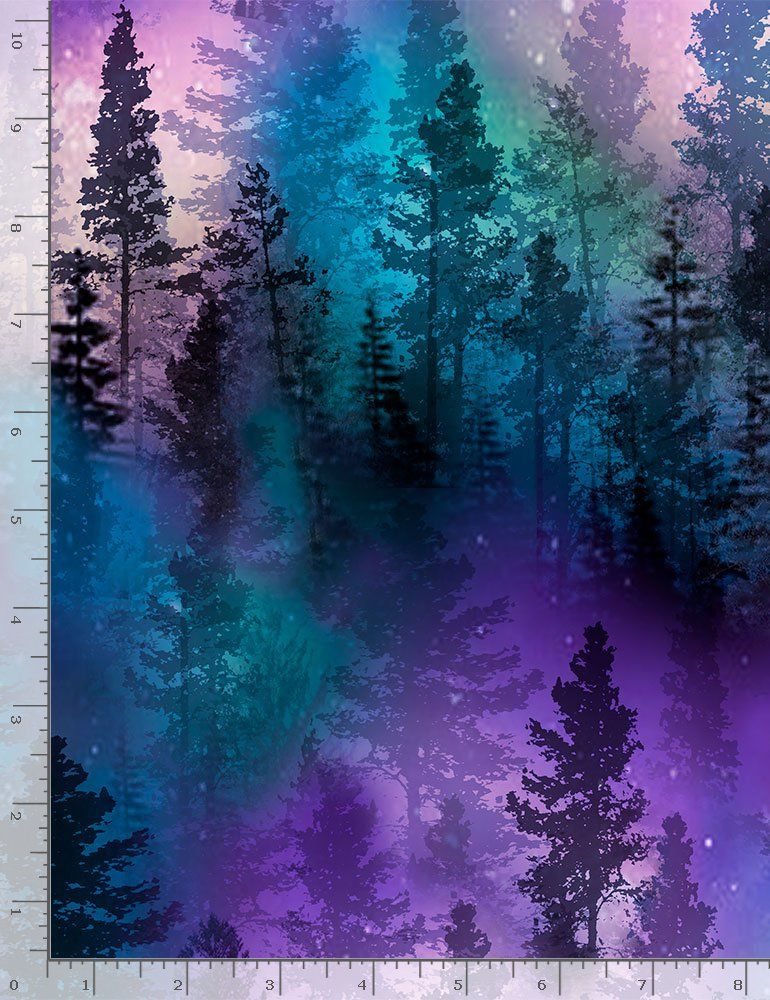 Aurora Sky and Trees Purple Timeless Treasures Cotton Fabric TT-NATURE-CD8457-Purple